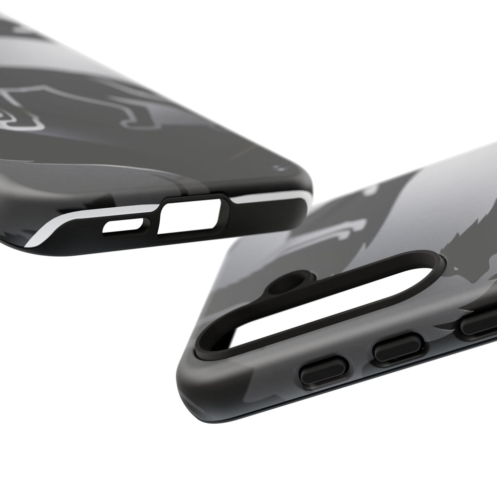 Wolf Silhouette Phone Case — Black & Gray Patterned Protective Case