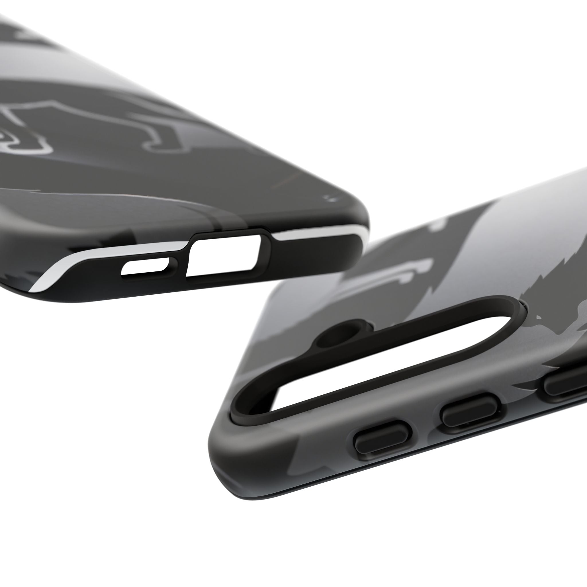 Wolf Silhouette Phone Case — Black & Gray Patterned Protective Case
