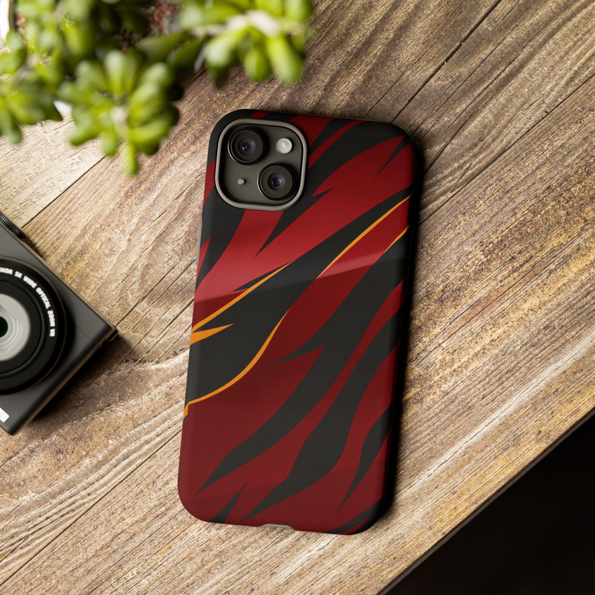 Red Black Tiger Stripe Protective Tough Case