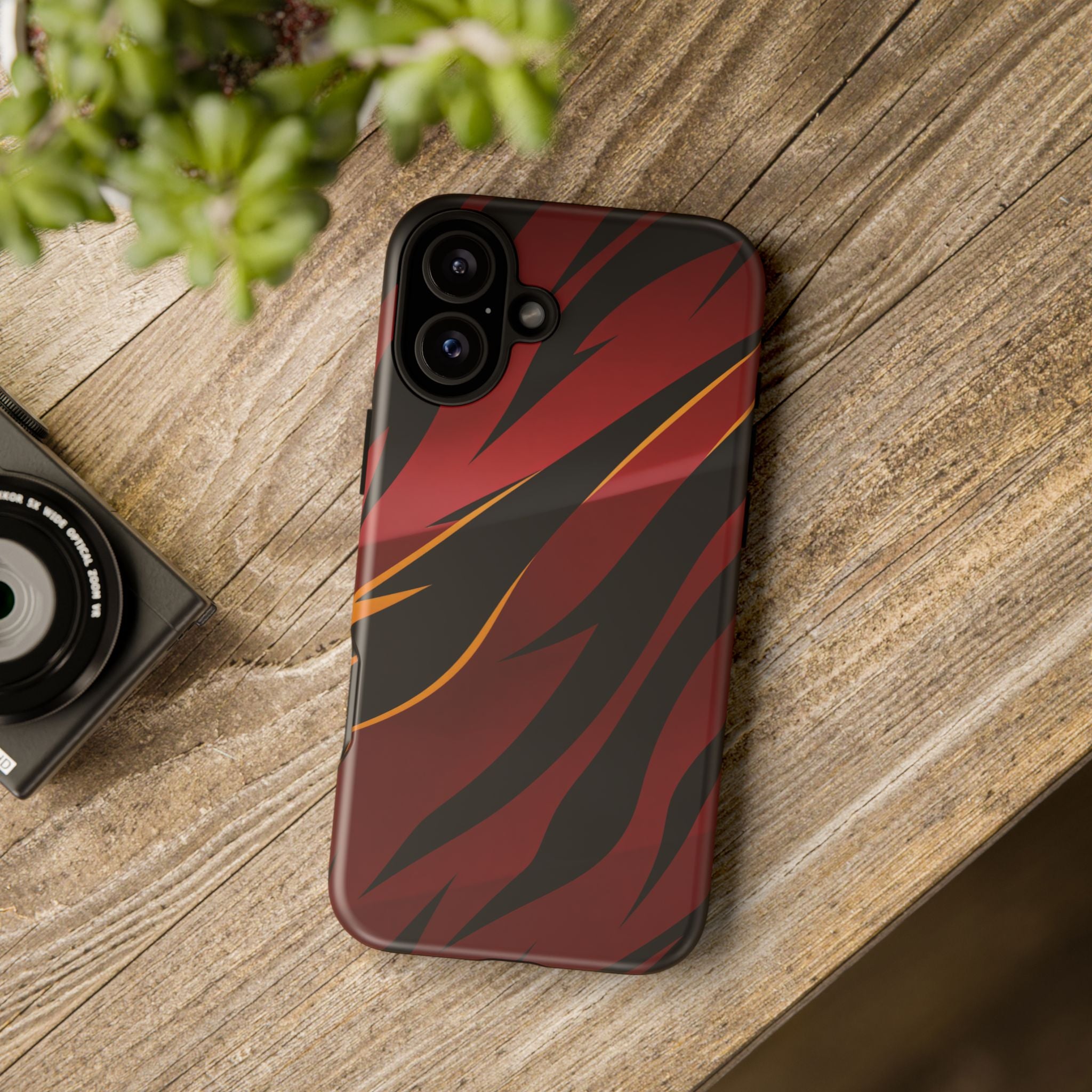 Red Black Tiger Stripe Protective Tough Case