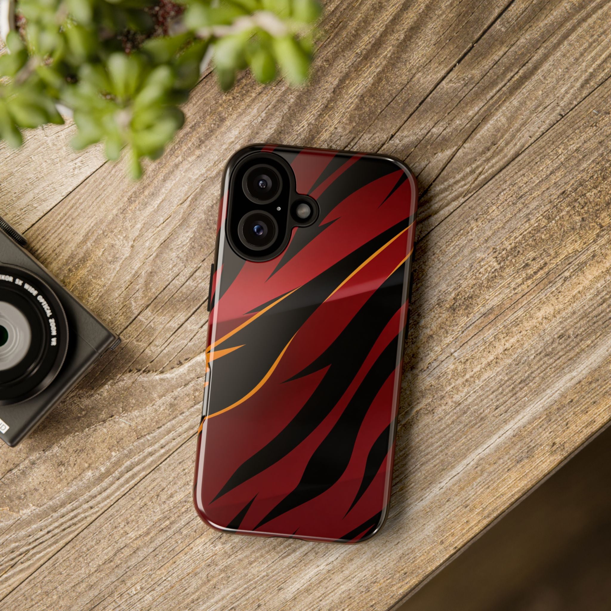 Red Black Tiger Stripe Protective Tough Case