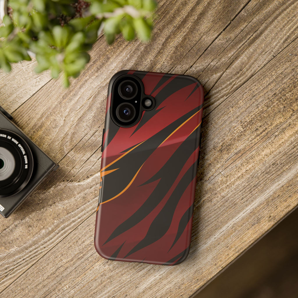 Red Black Tiger Stripe Protective Tough Case