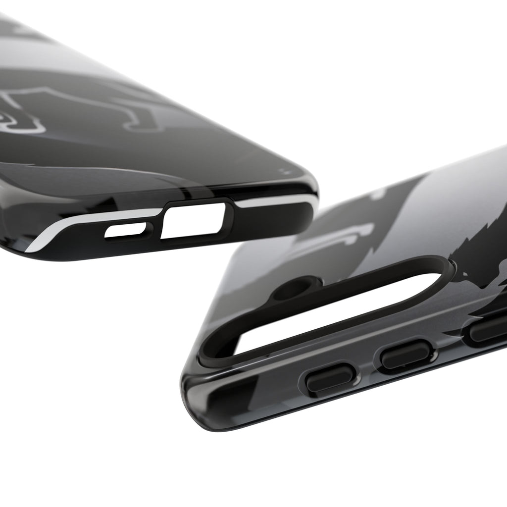 Wolf Silhouette Phone Case — Black & Gray Patterned Protective Case