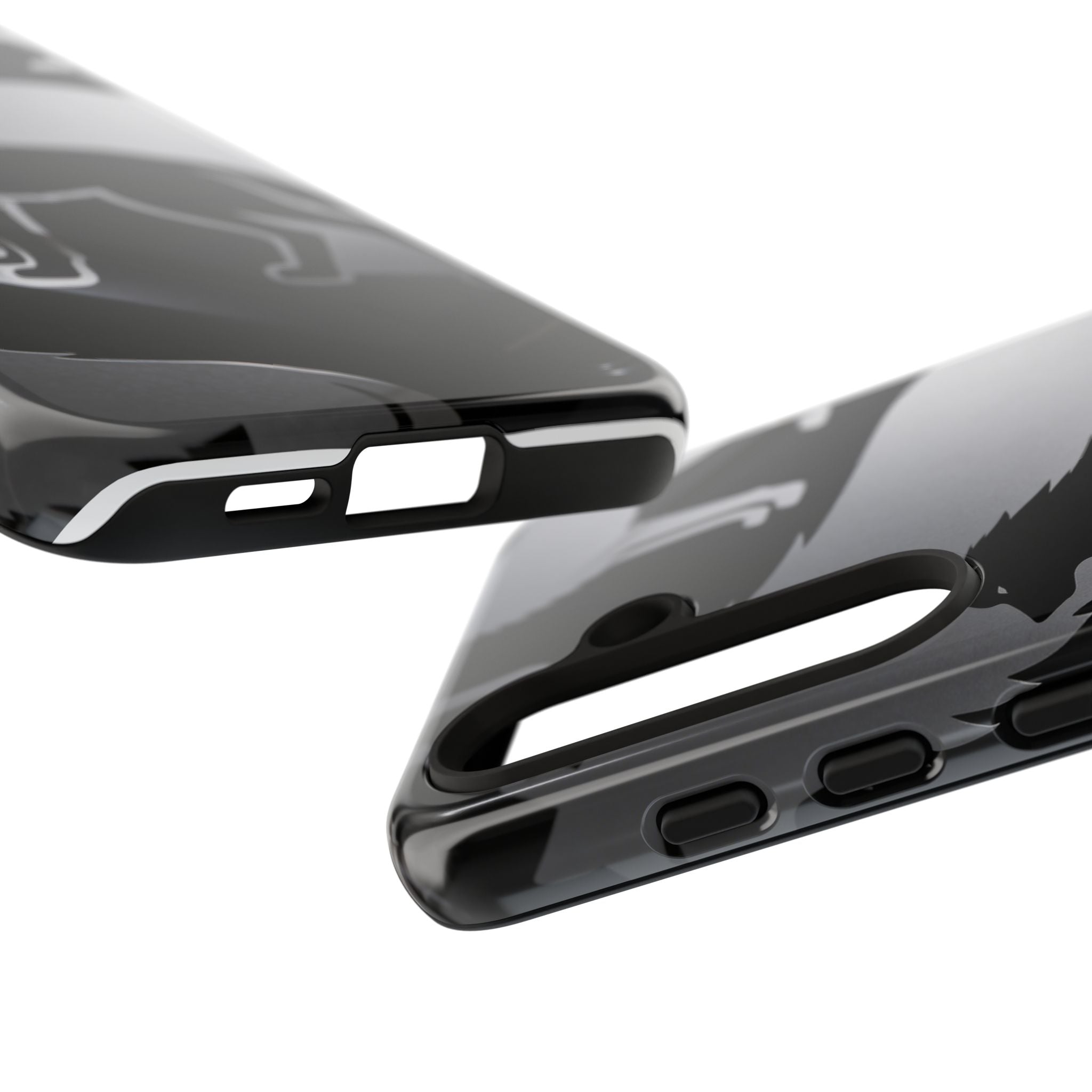 Wolf Silhouette Phone Case — Black & Gray Patterned Protective Case