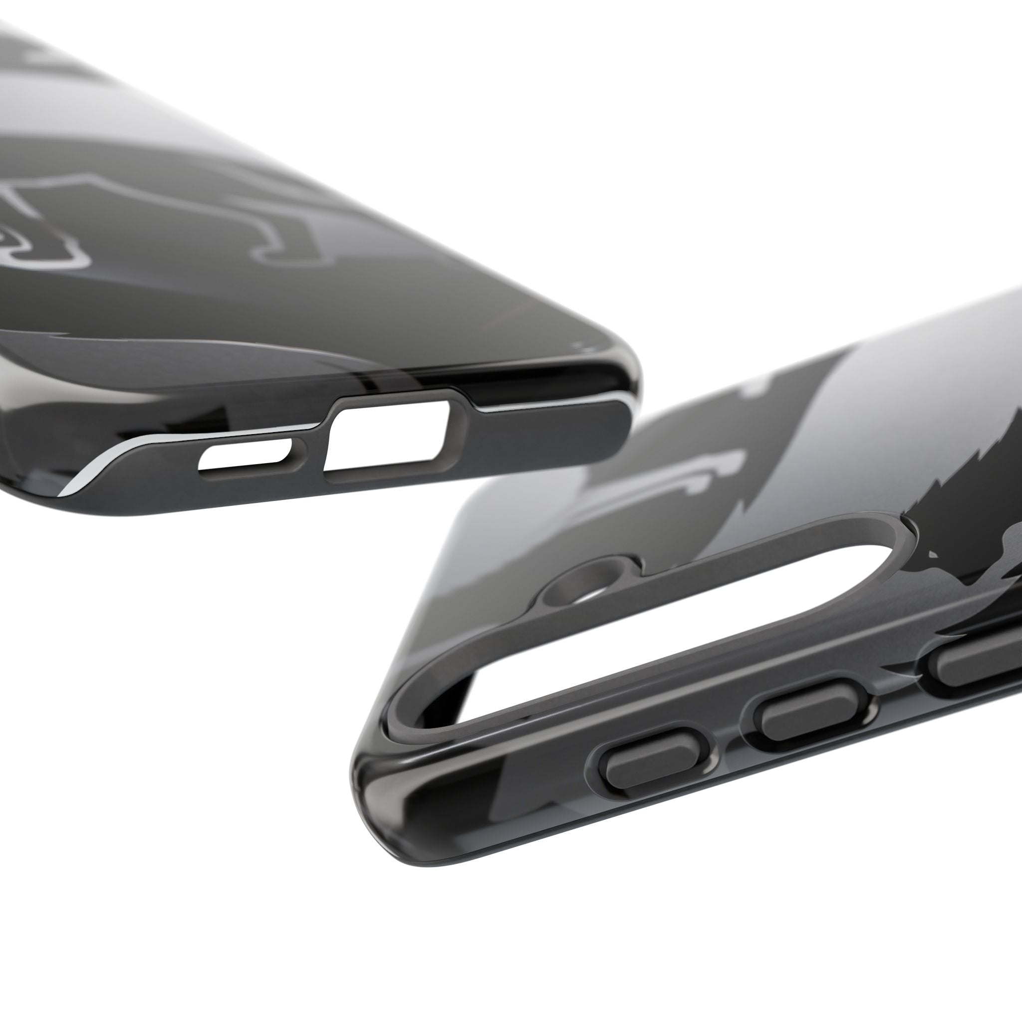 Wolf Silhouette Phone Case — Black & Gray Patterned Protective Case