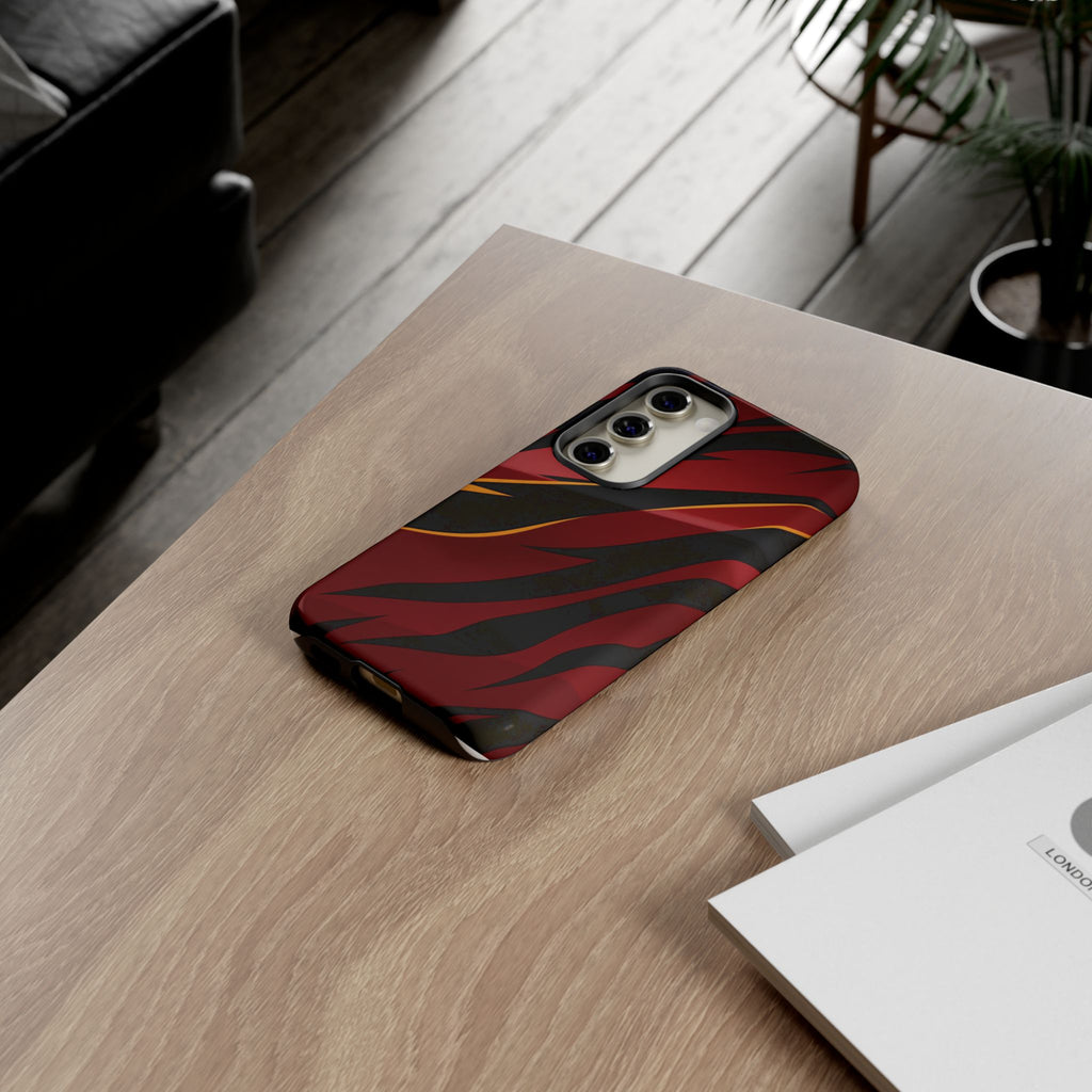 Red Black Tiger Stripe Protective Tough Case
