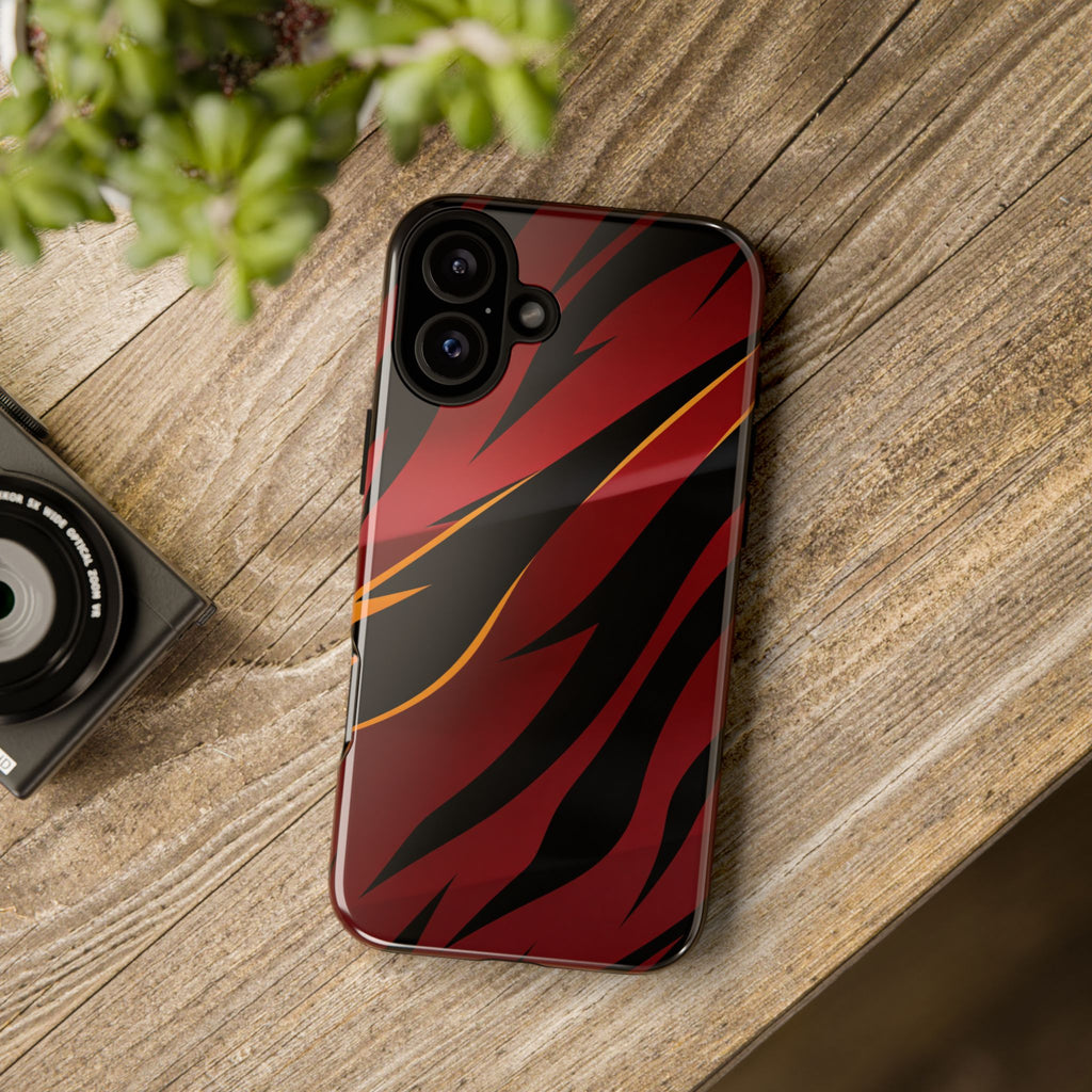 Red Black Tiger Stripe Protective Tough Case