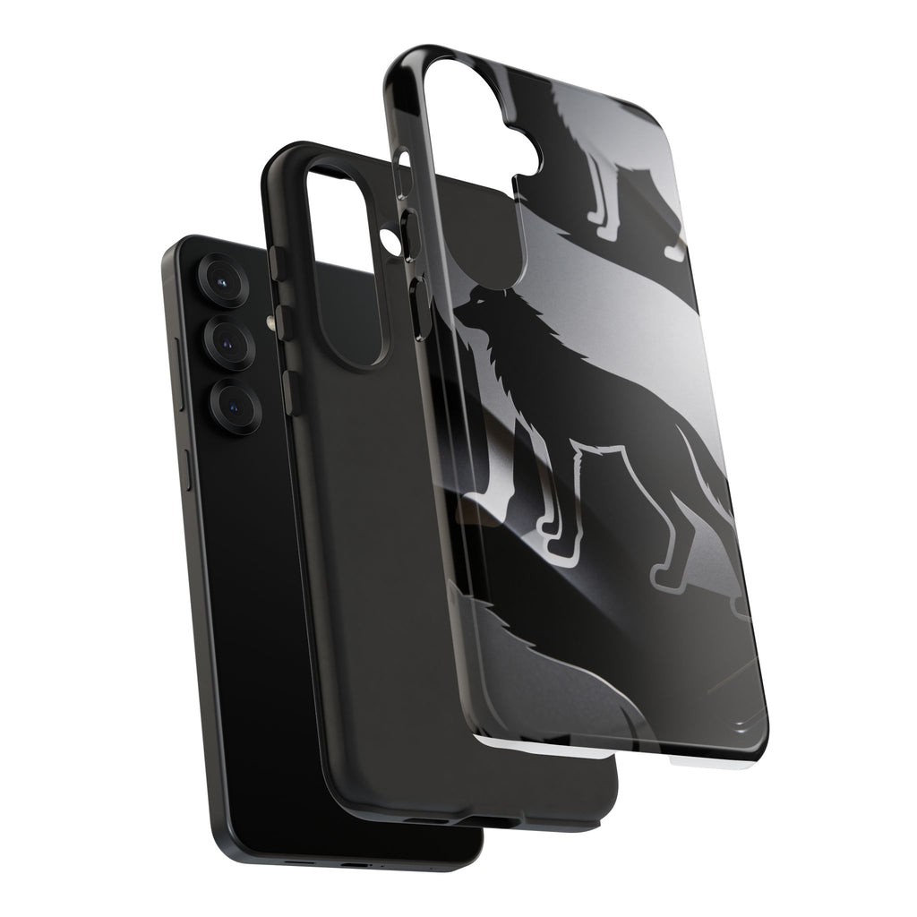 Wolf Silhouette Phone Case — Black & Gray Patterned Protective Case