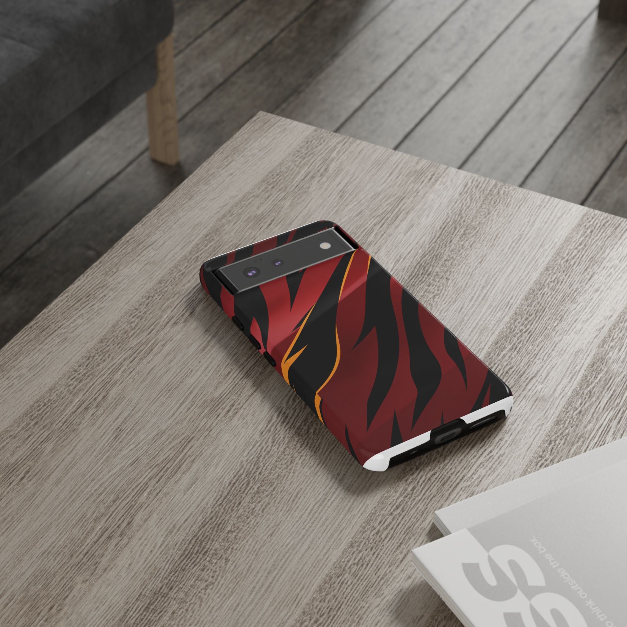 Red Black Tiger Stripe Protective Tough Case