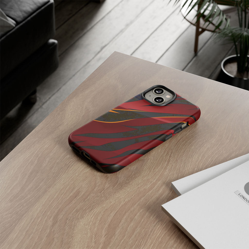 Red Black Tiger Stripe Protective Tough Case