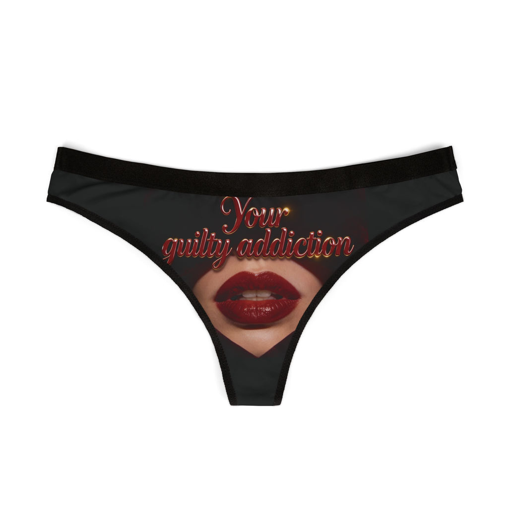 Women's Thong — "Your Guilty Addiction" Red Lips Lingerie