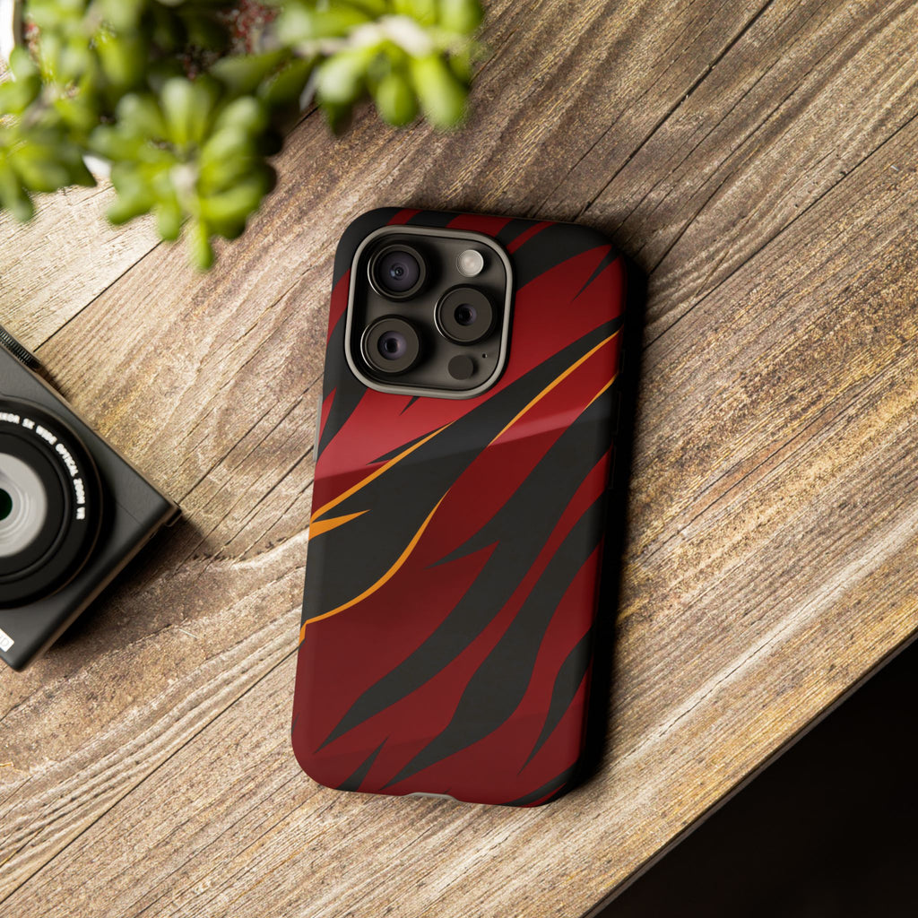 Red Black Tiger Stripe Protective Tough Case