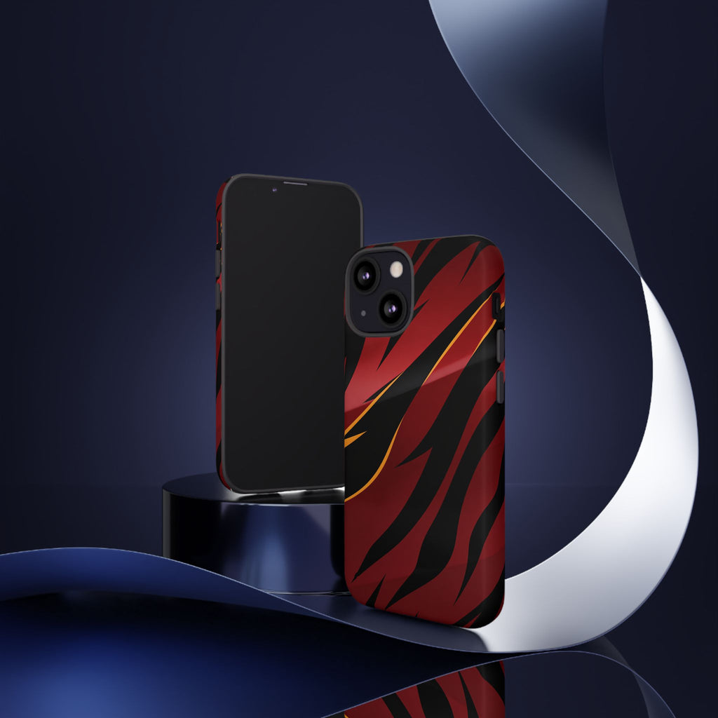 Red Black Tiger Stripe Protective Tough Case