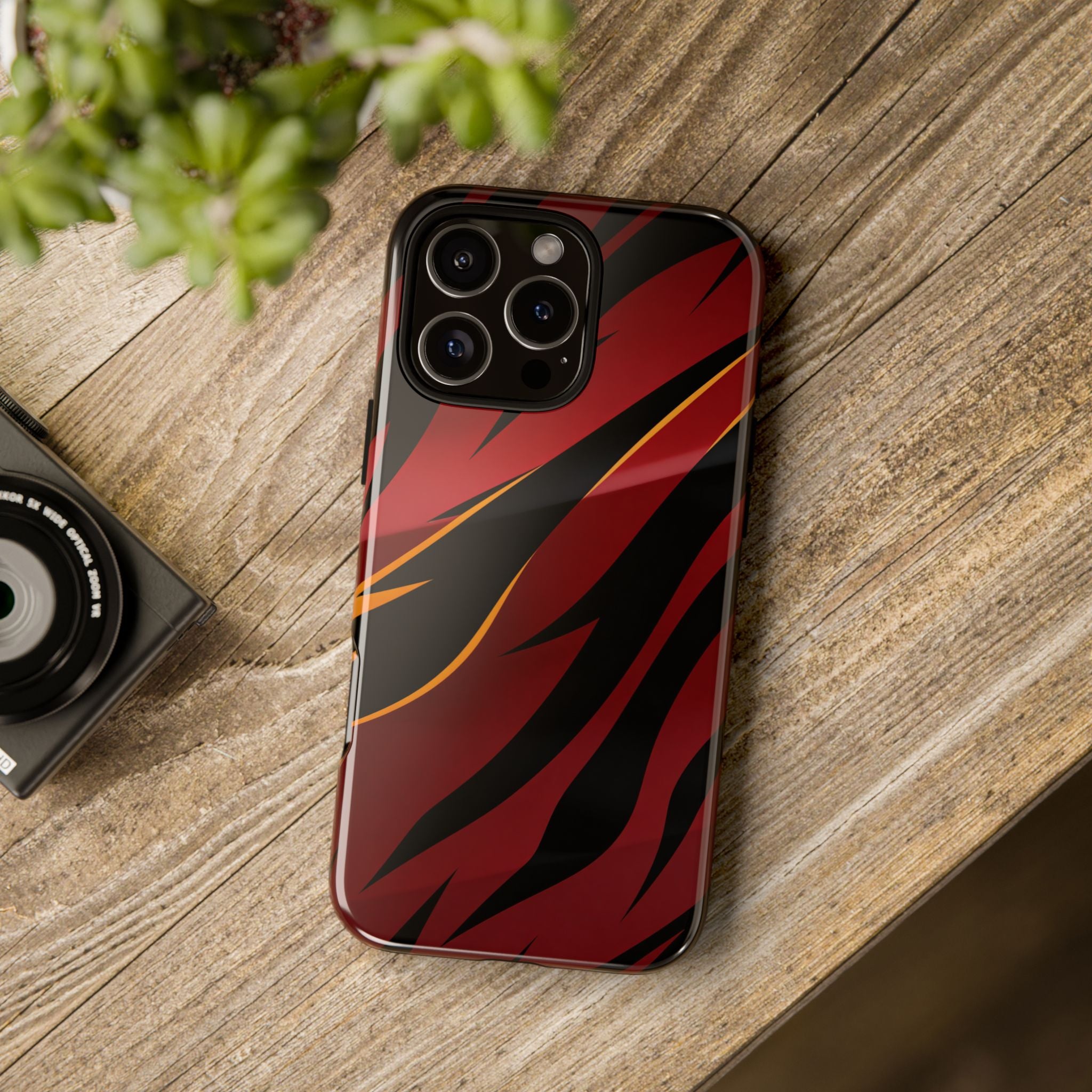 Red Black Tiger Stripe Protective Tough Case