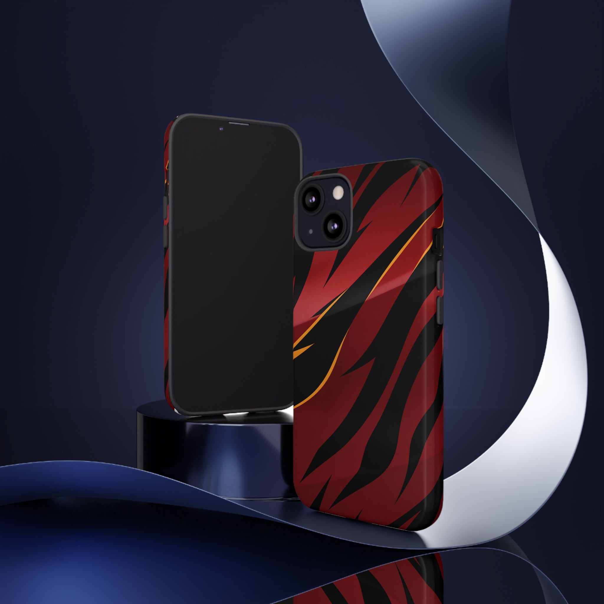 Red Black Tiger Stripe Protective Tough Case