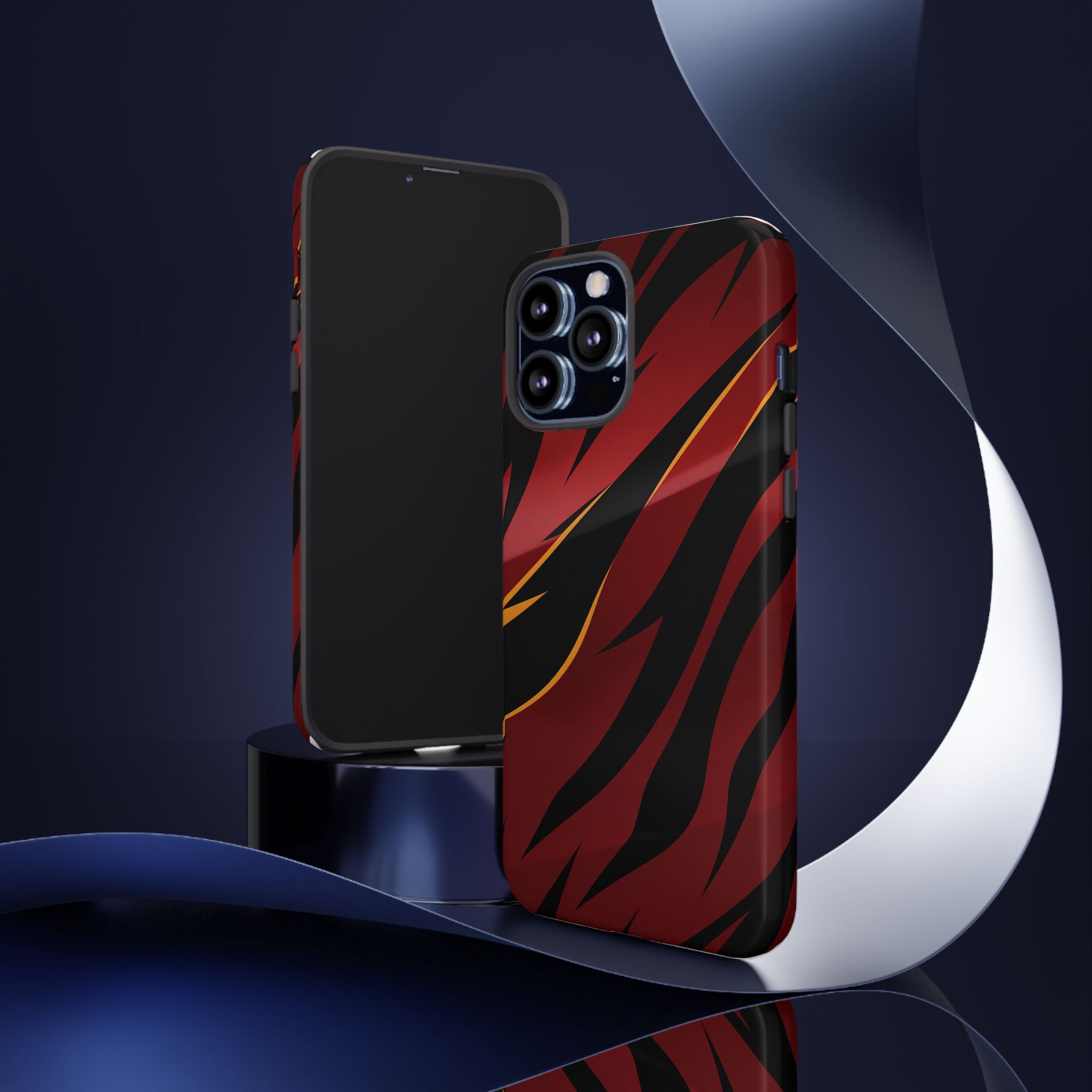 Red Black Tiger Stripe Protective Tough Case