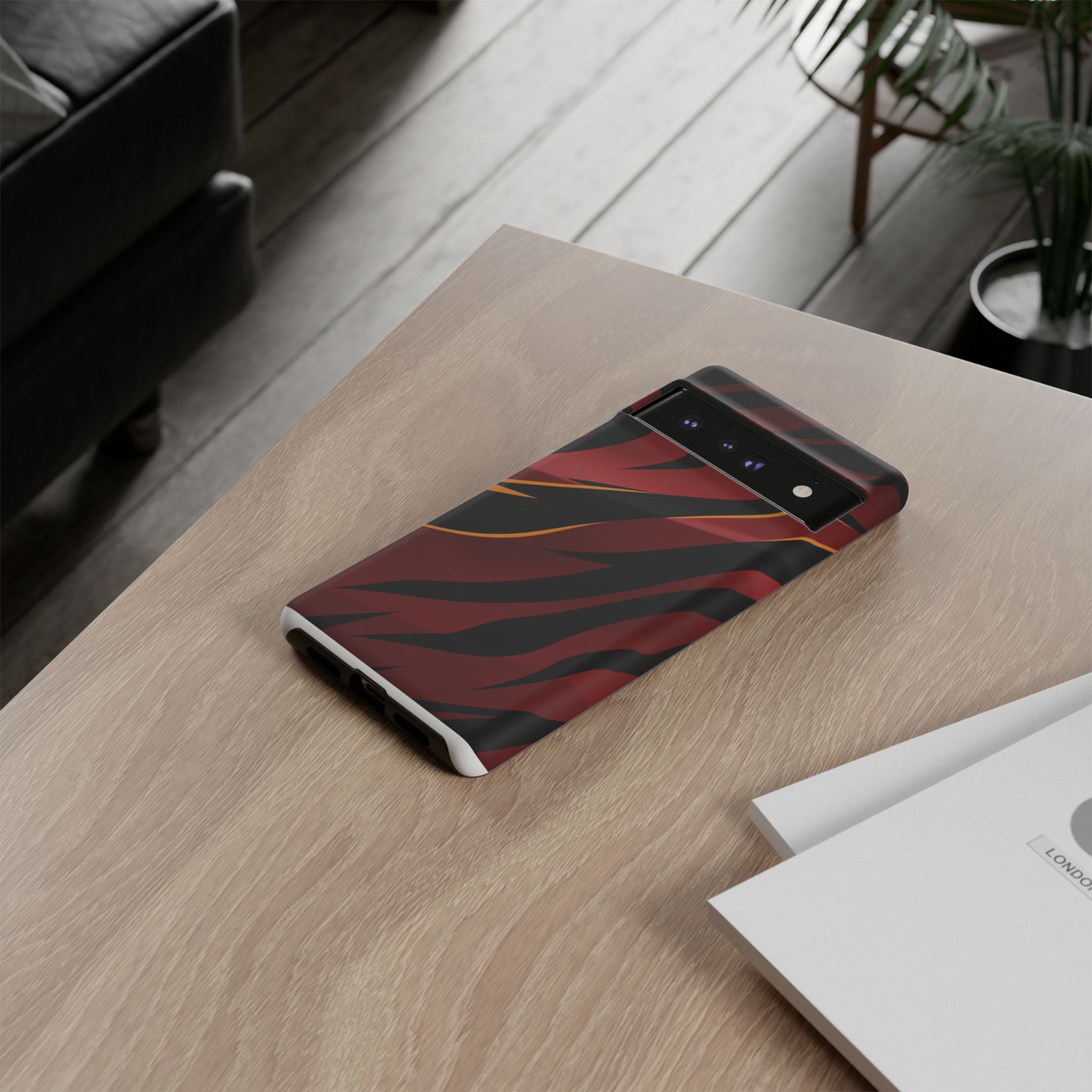 Red Black Tiger Stripe Protective Tough Case