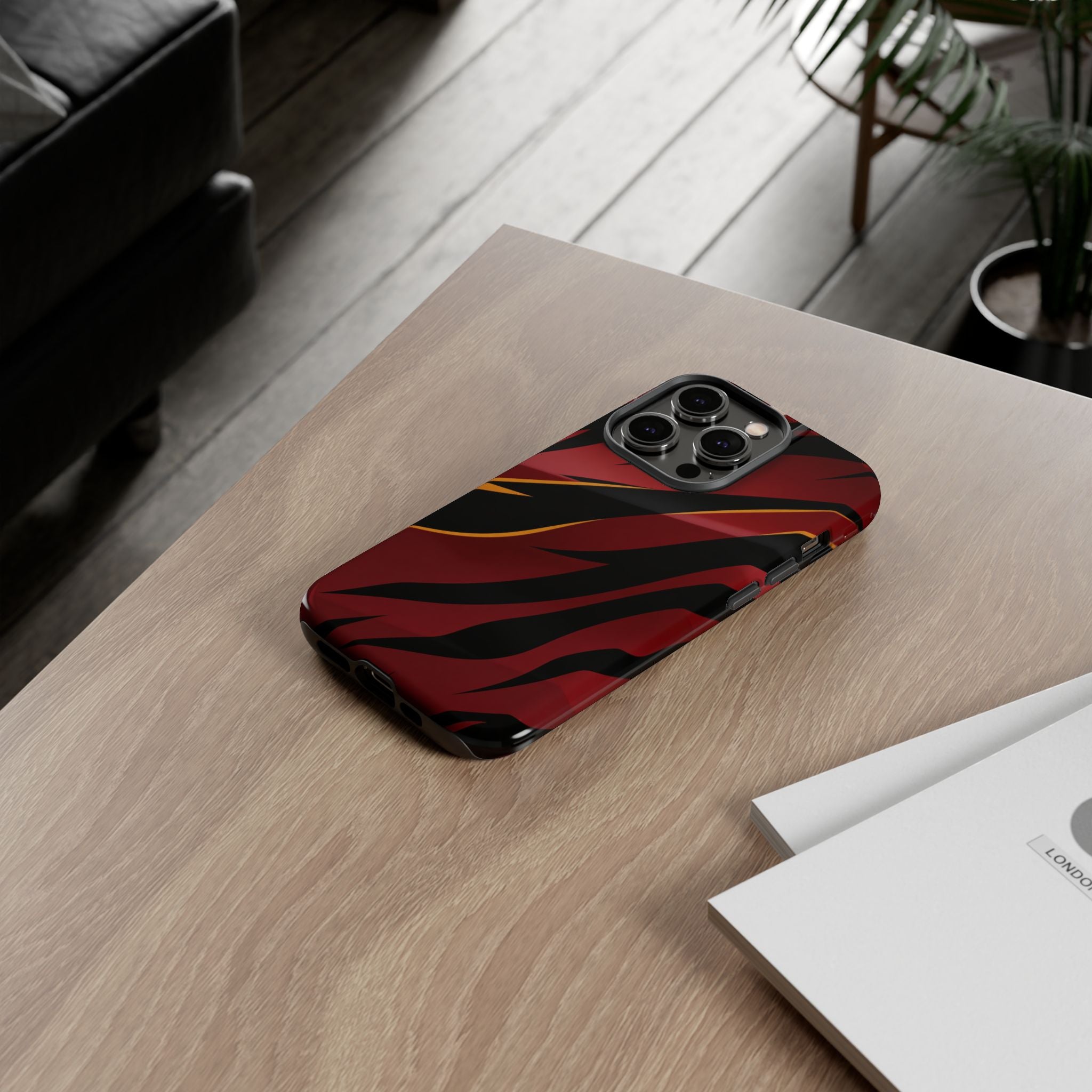 Red Black Tiger Stripe Protective Tough Case
