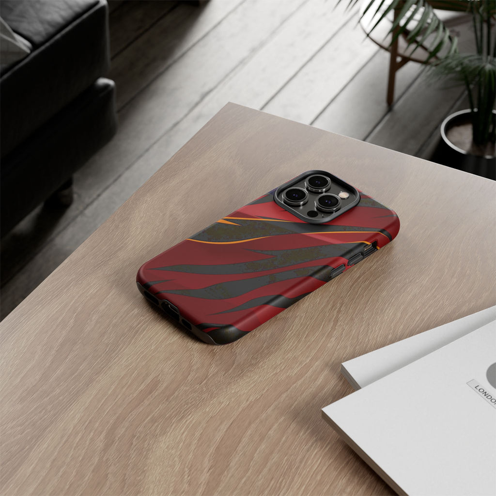 Red Black Tiger Stripe Protective Tough Case