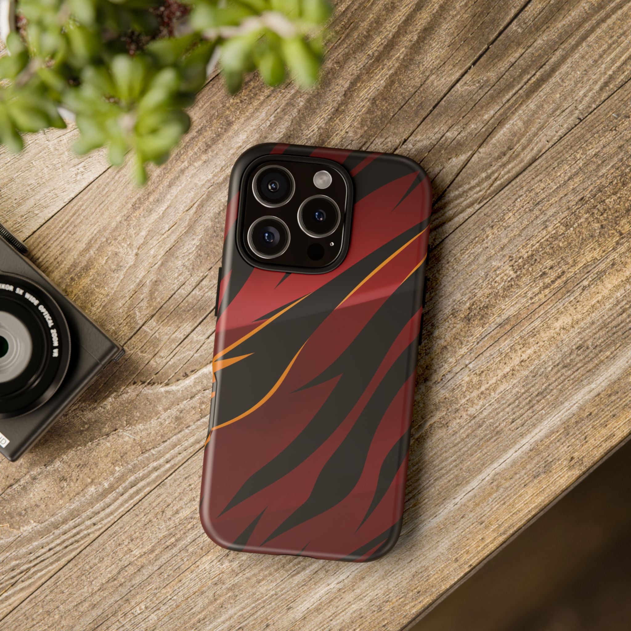 Red Black Tiger Stripe Protective Tough Case