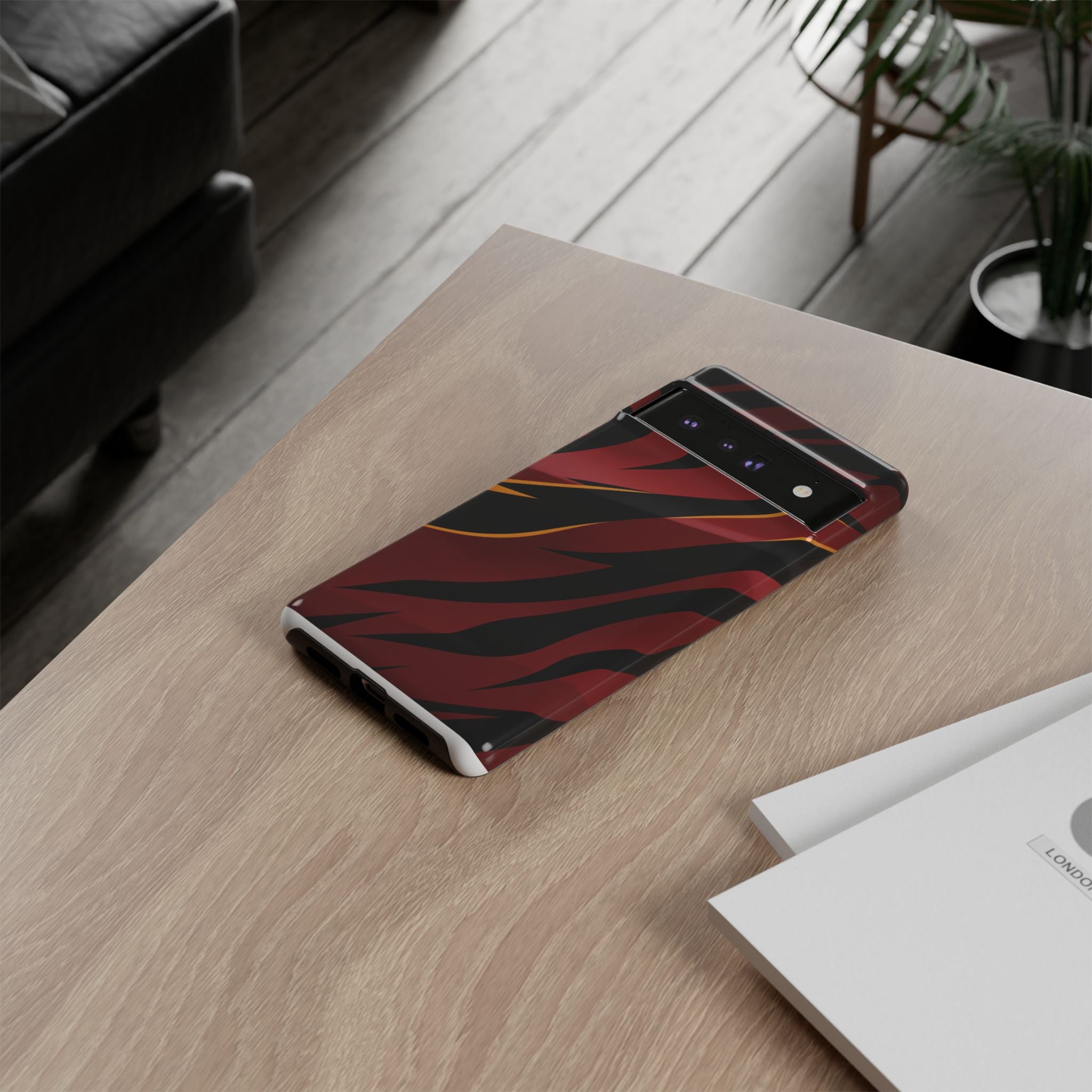 Red Black Tiger Stripe Protective Tough Case
