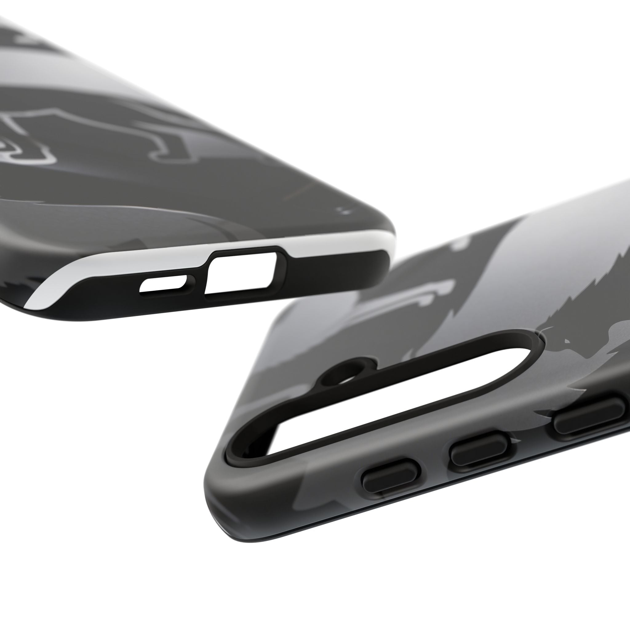 Wolf Silhouette Phone Case — Black & Gray Patterned Protective Case