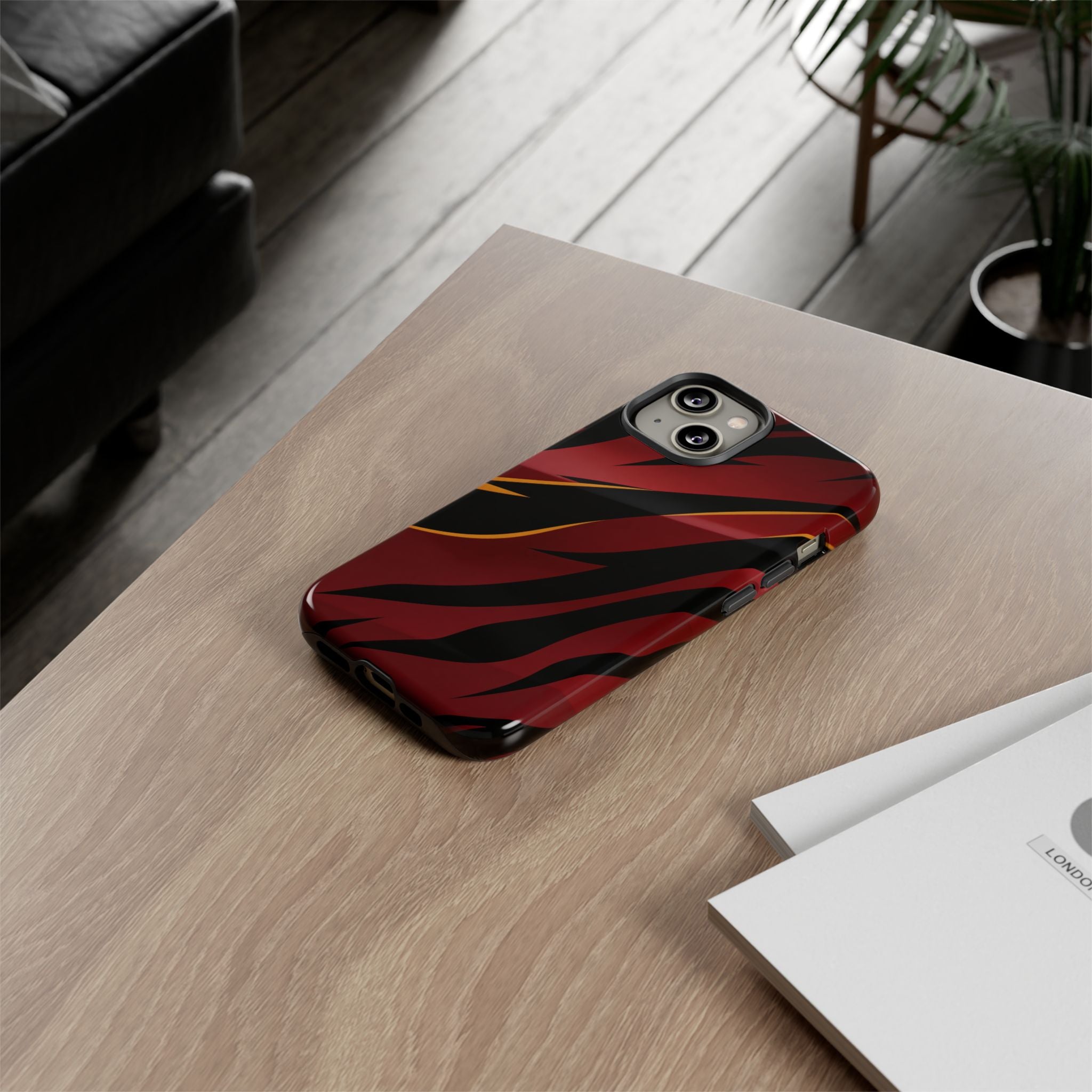 Red Black Tiger Stripe Protective Tough Case