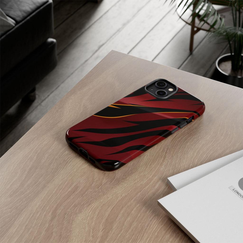 Red Black Tiger Stripe Protective Tough Case
