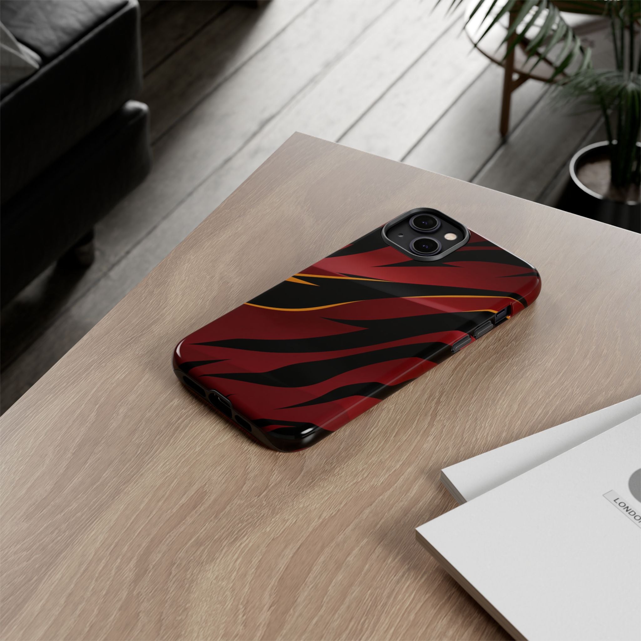 Red Black Tiger Stripe Protective Tough Case