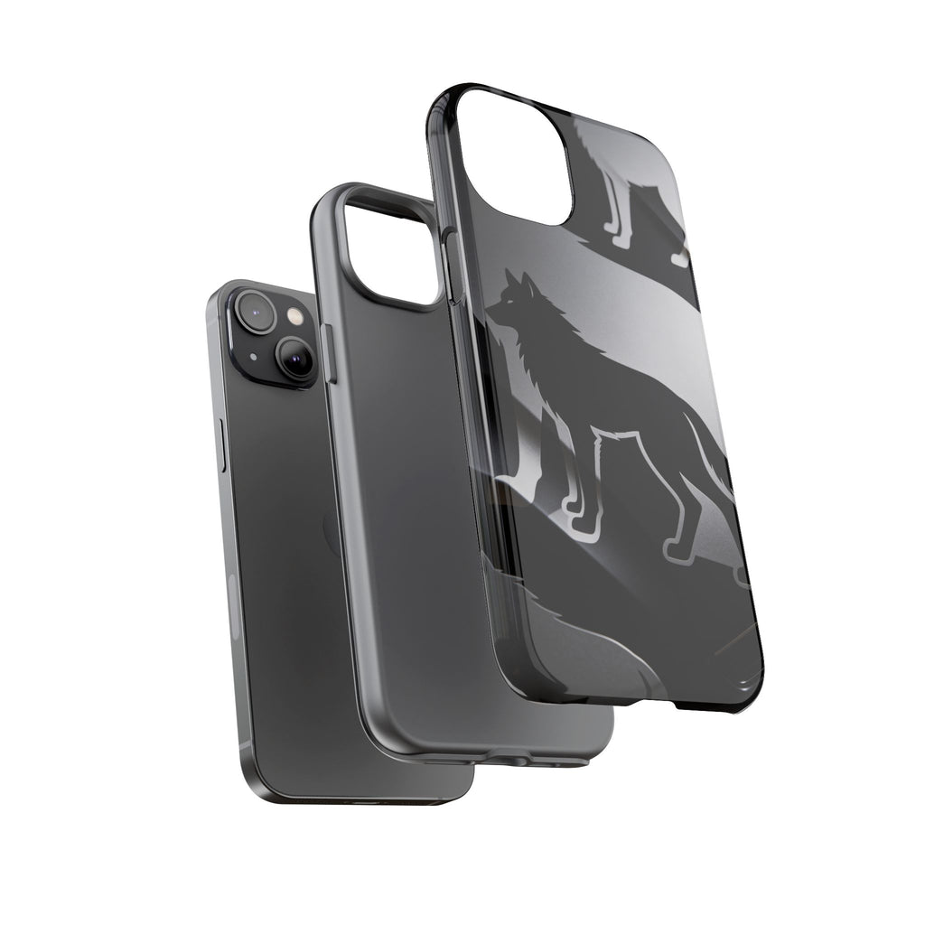 Wolf Silhouette Phone Case — Black & Gray Patterned Protective Case
