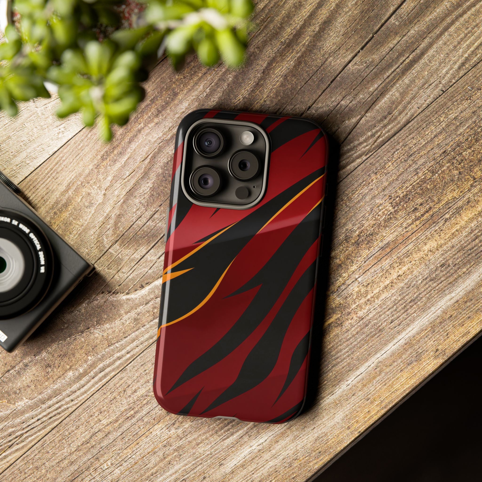 Red Black Tiger Stripe Protective Tough Case