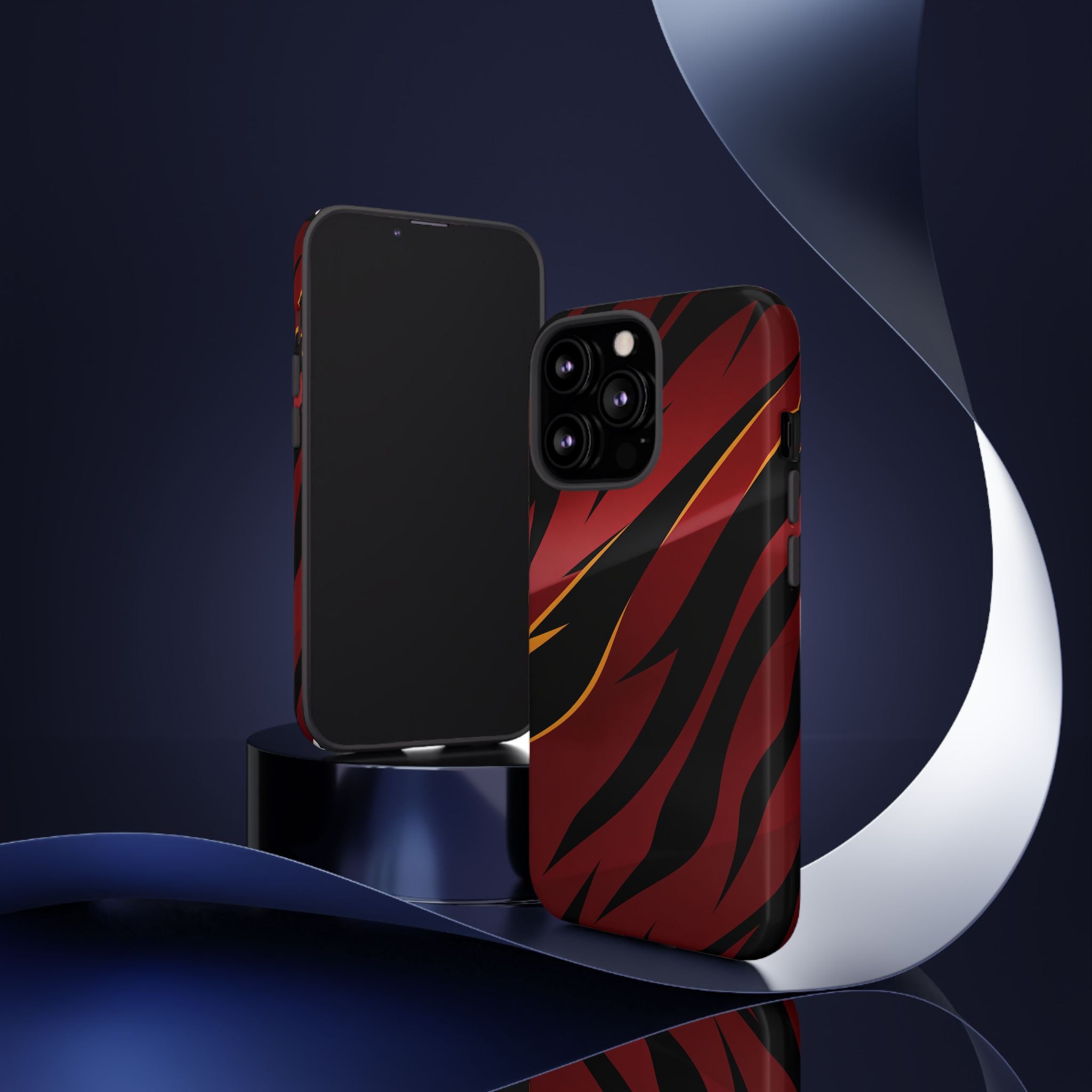 Red Black Tiger Stripe Protective Tough Case