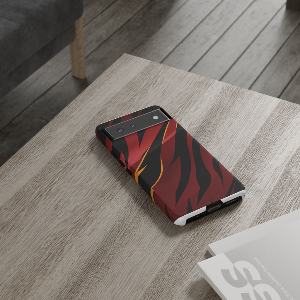 Red Black Tiger Stripe Protective Tough Case