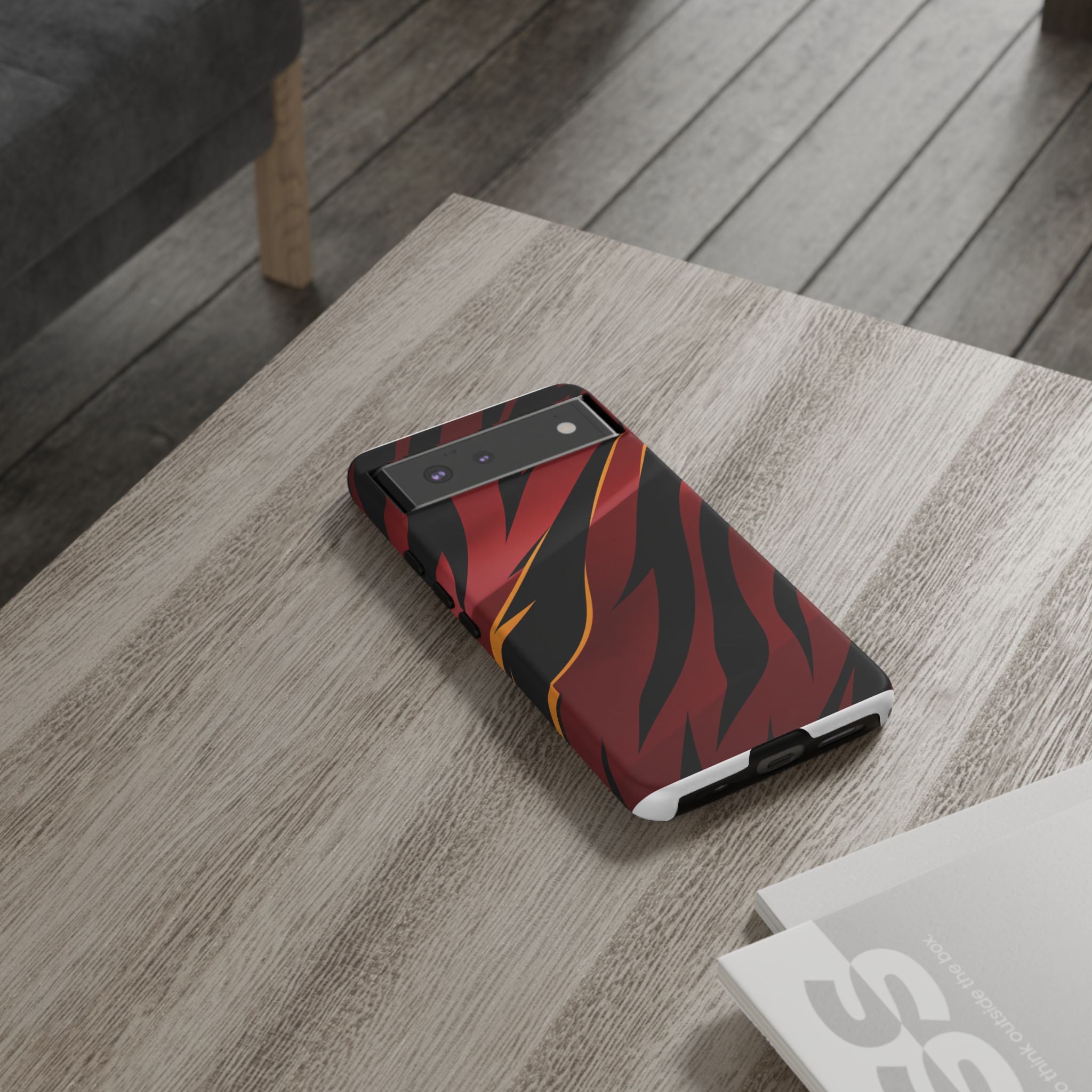 Red Black Tiger Stripe Protective Tough Case
