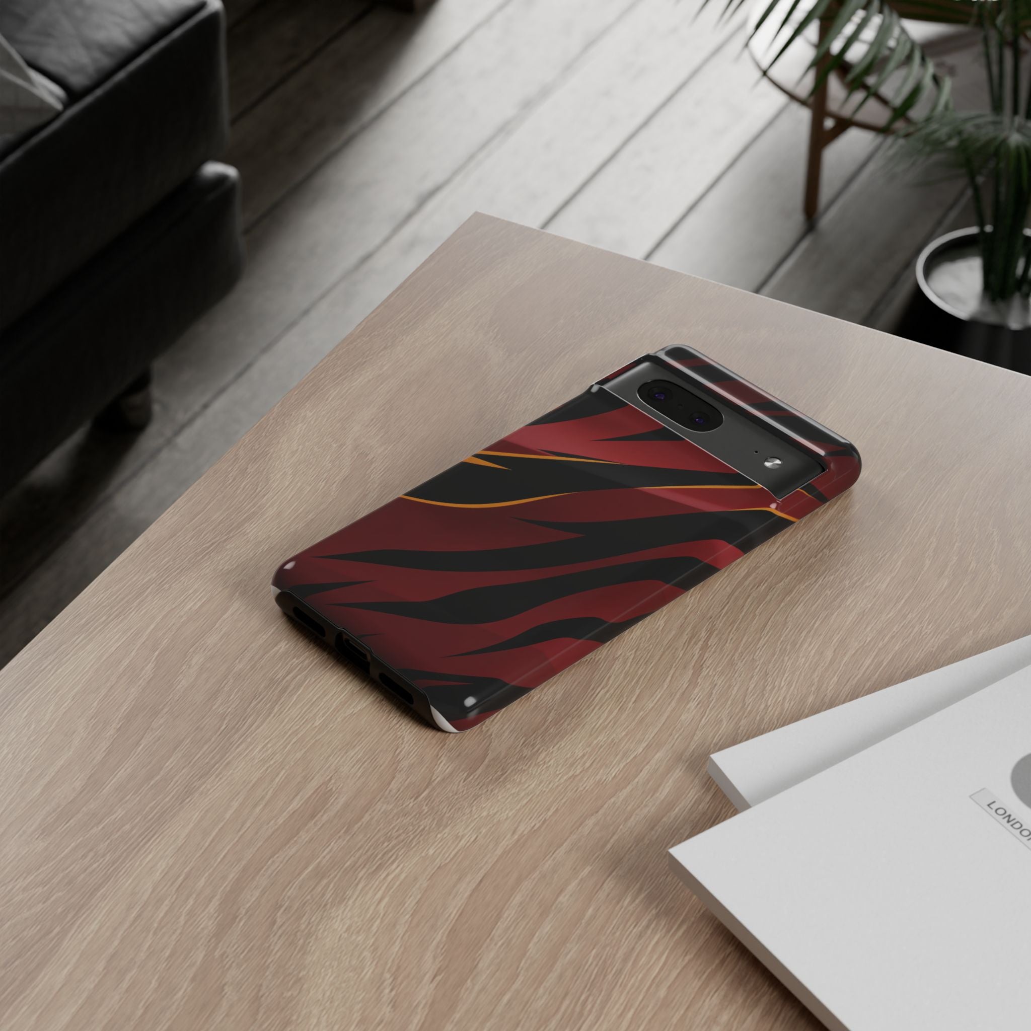 Red Black Tiger Stripe Protective Tough Case