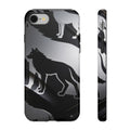 Wolf Silhouette Phone Case — Black & Gray Patterned Protective Case
