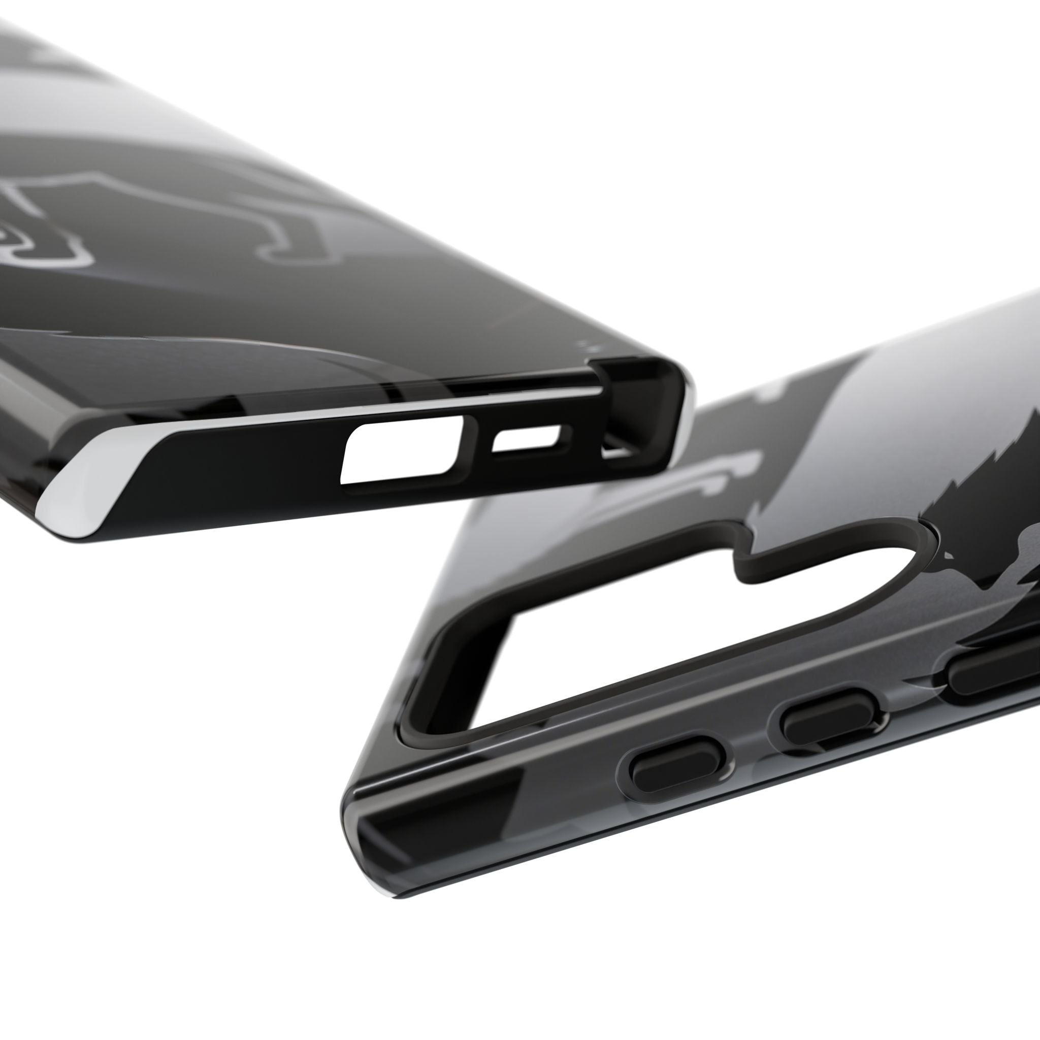 Wolf Silhouette Phone Case — Black & Gray Patterned Protective Case