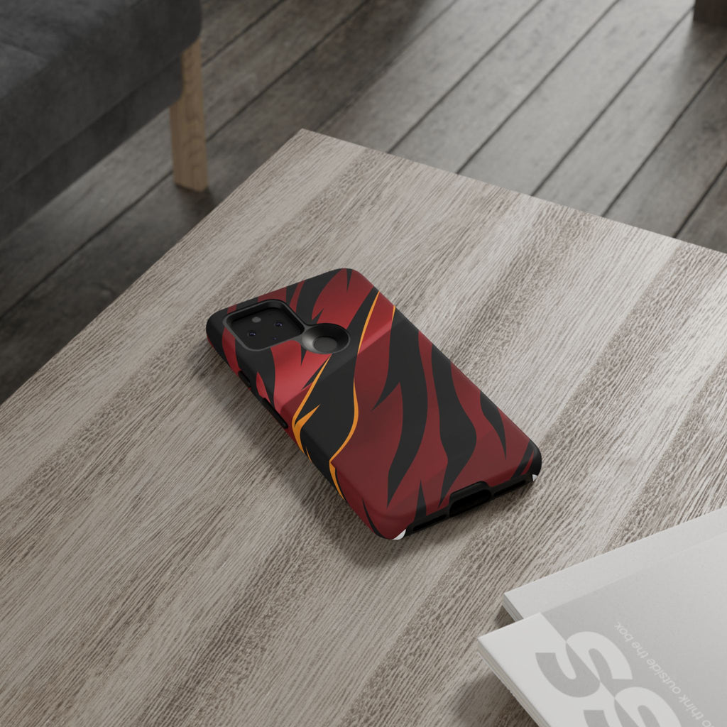 Red Black Tiger Stripe Protective Tough Case