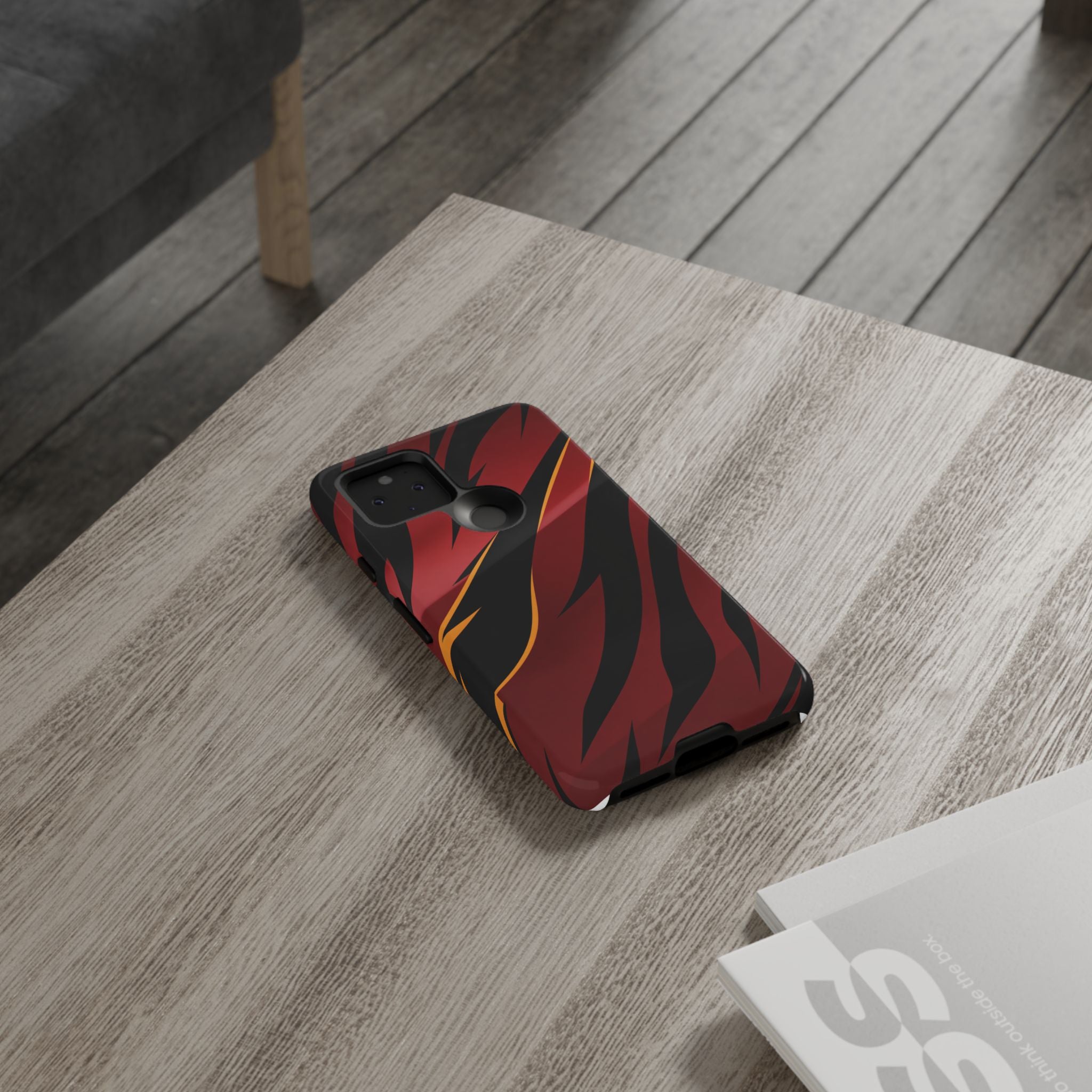 Red Black Tiger Stripe Protective Tough Case