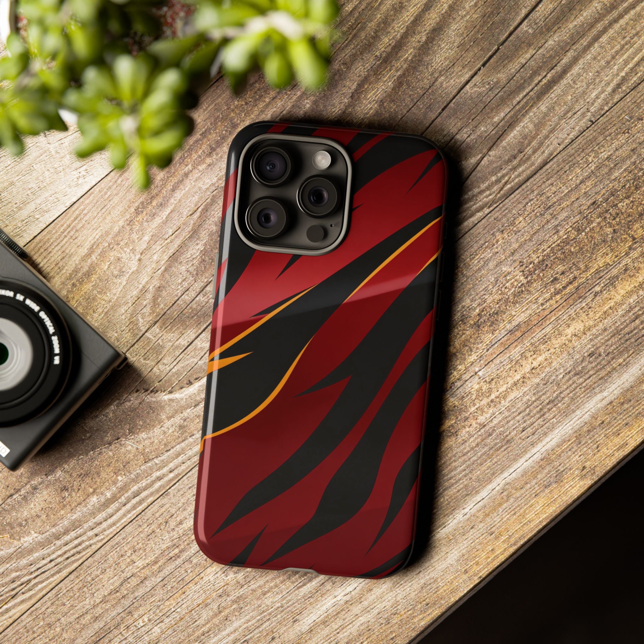 Red Black Tiger Stripe Protective Tough Case
