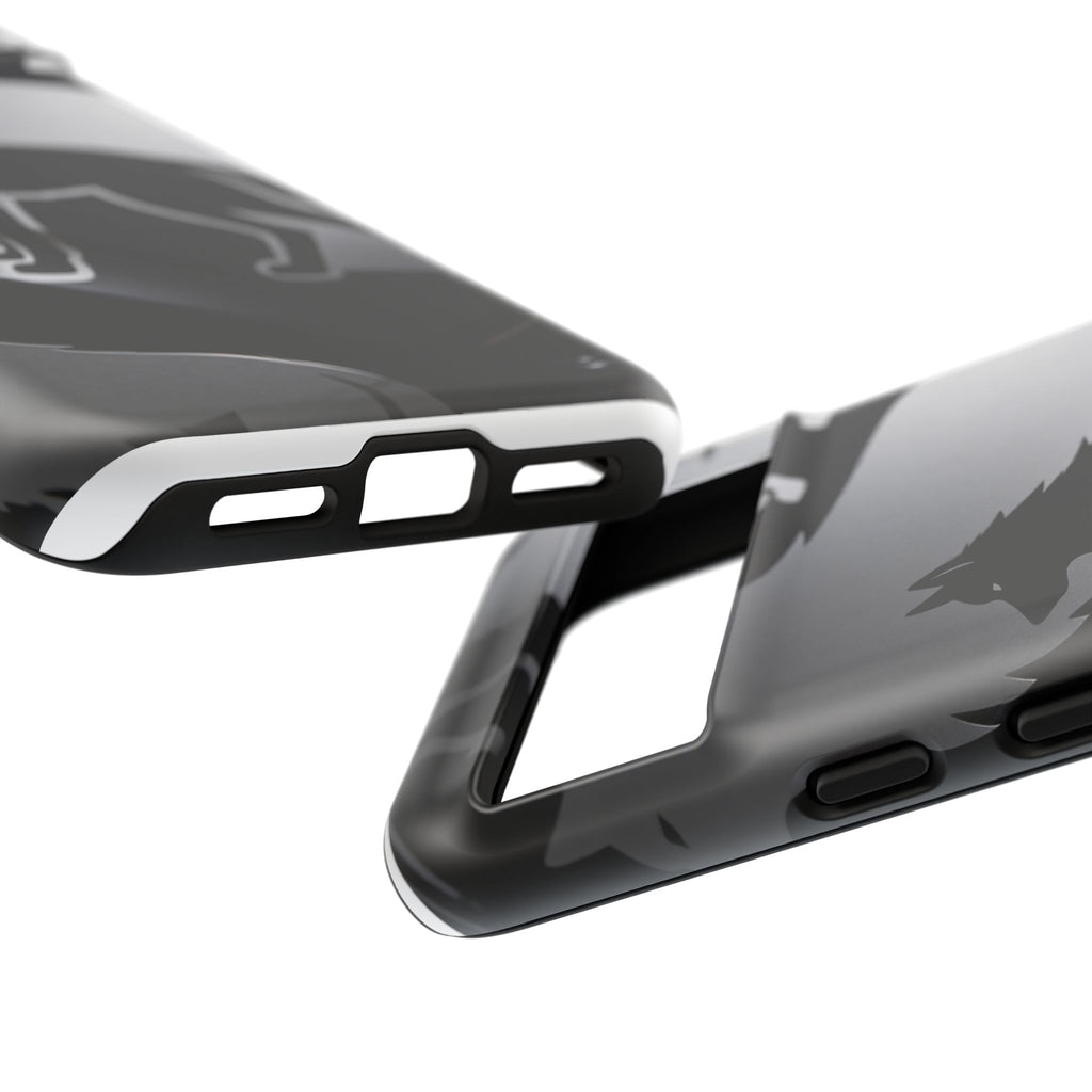 Wolf Silhouette Phone Case — Black & Gray Patterned Protective Case