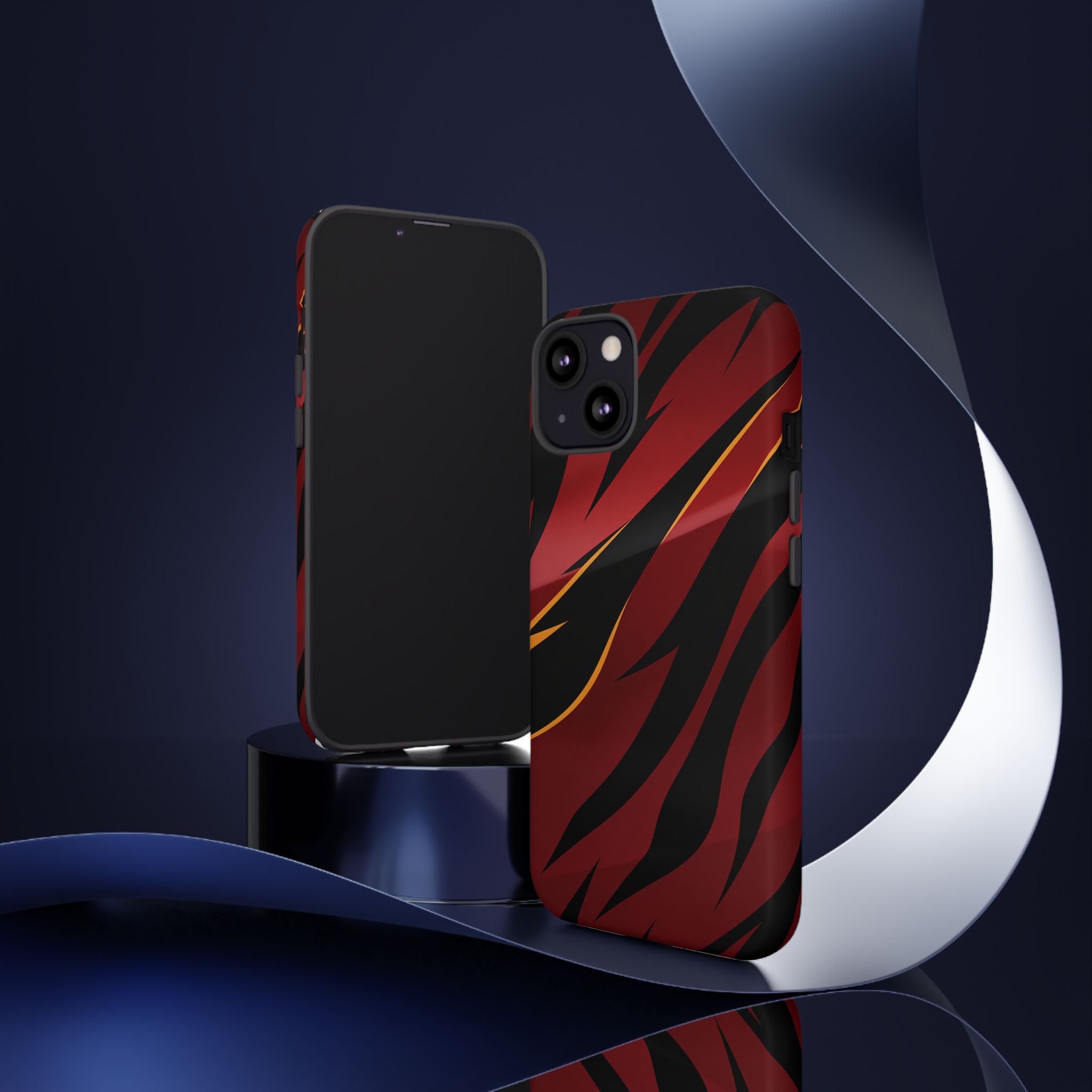 Red Black Tiger Stripe Protective Tough Case