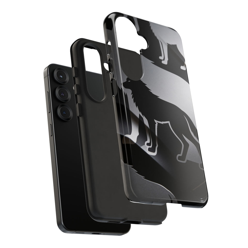 Wolf Silhouette Phone Case — Black & Gray Patterned Protective Case