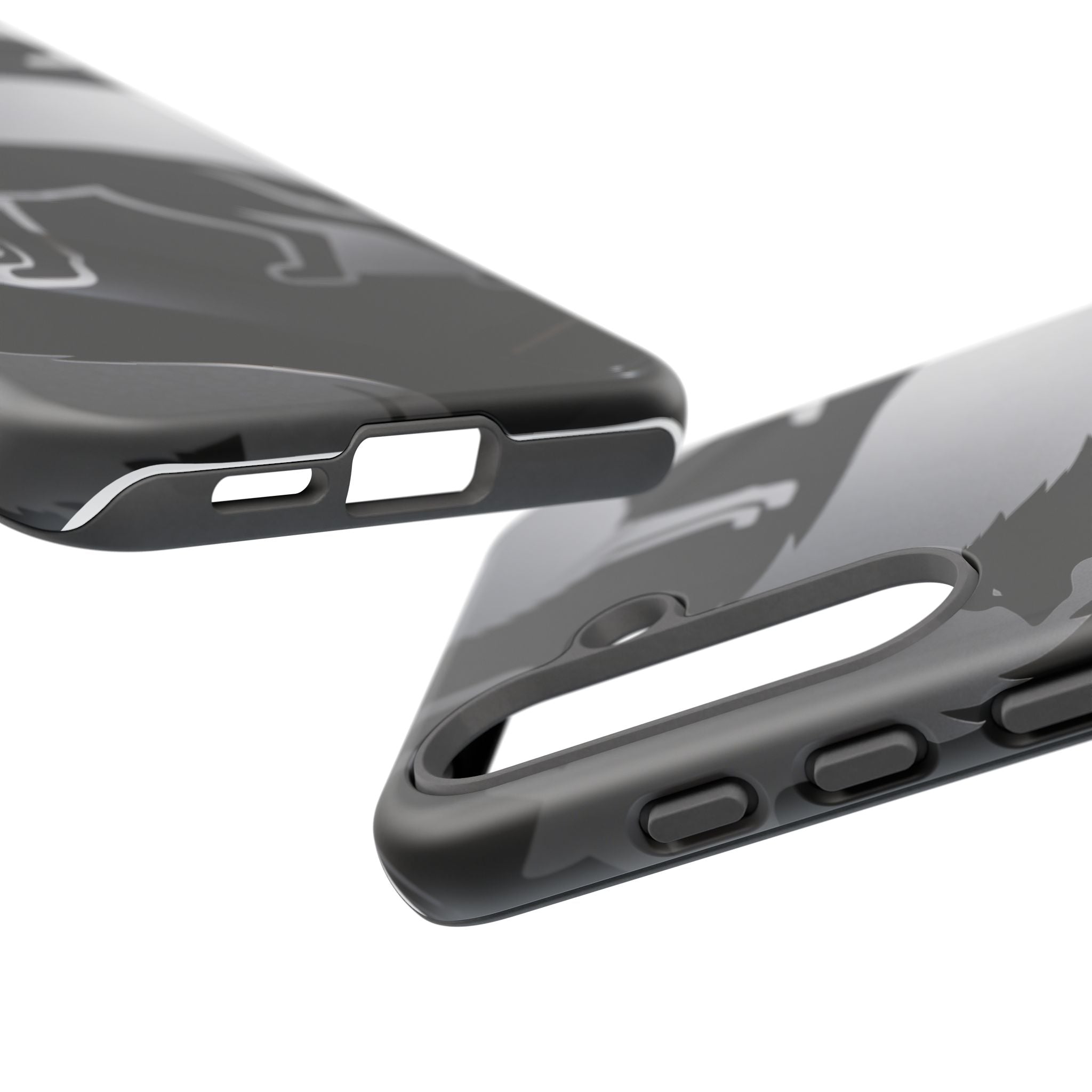 Wolf Silhouette Phone Case — Black & Gray Patterned Protective Case