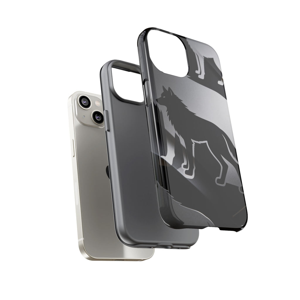 Wolf Silhouette Phone Case — Black & Gray Patterned Protective Case