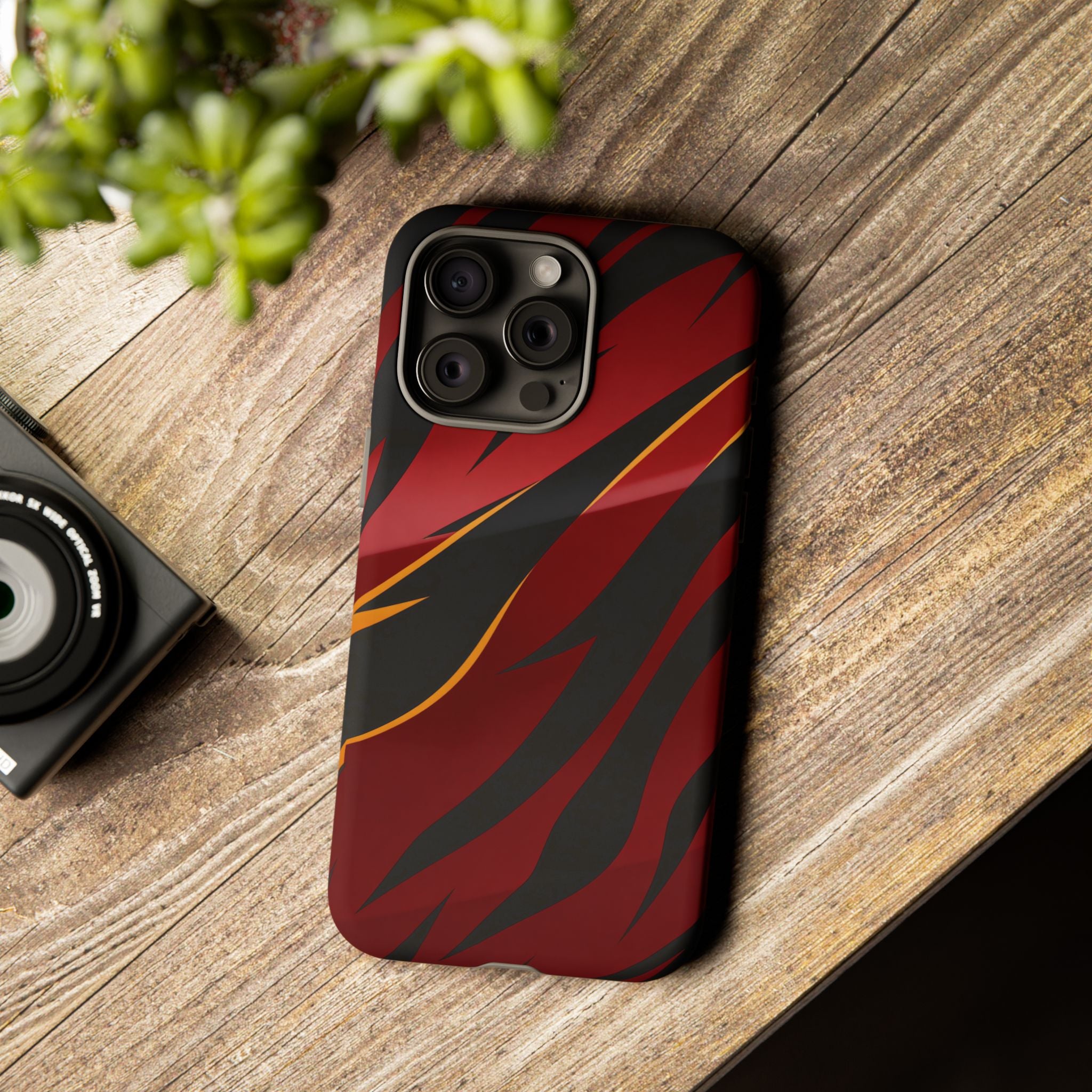 Red Black Tiger Stripe Protective Tough Case