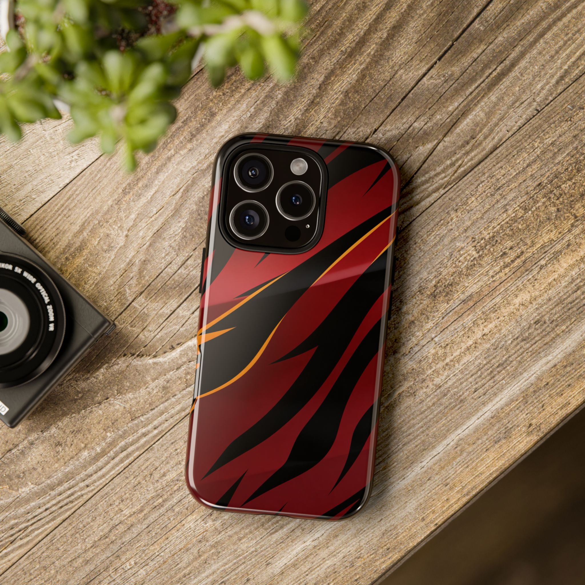 Red Black Tiger Stripe Protective Tough Case