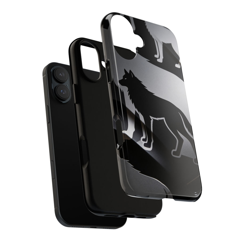 Wolf Silhouette Phone Case — Black & Gray Patterned Protective Case