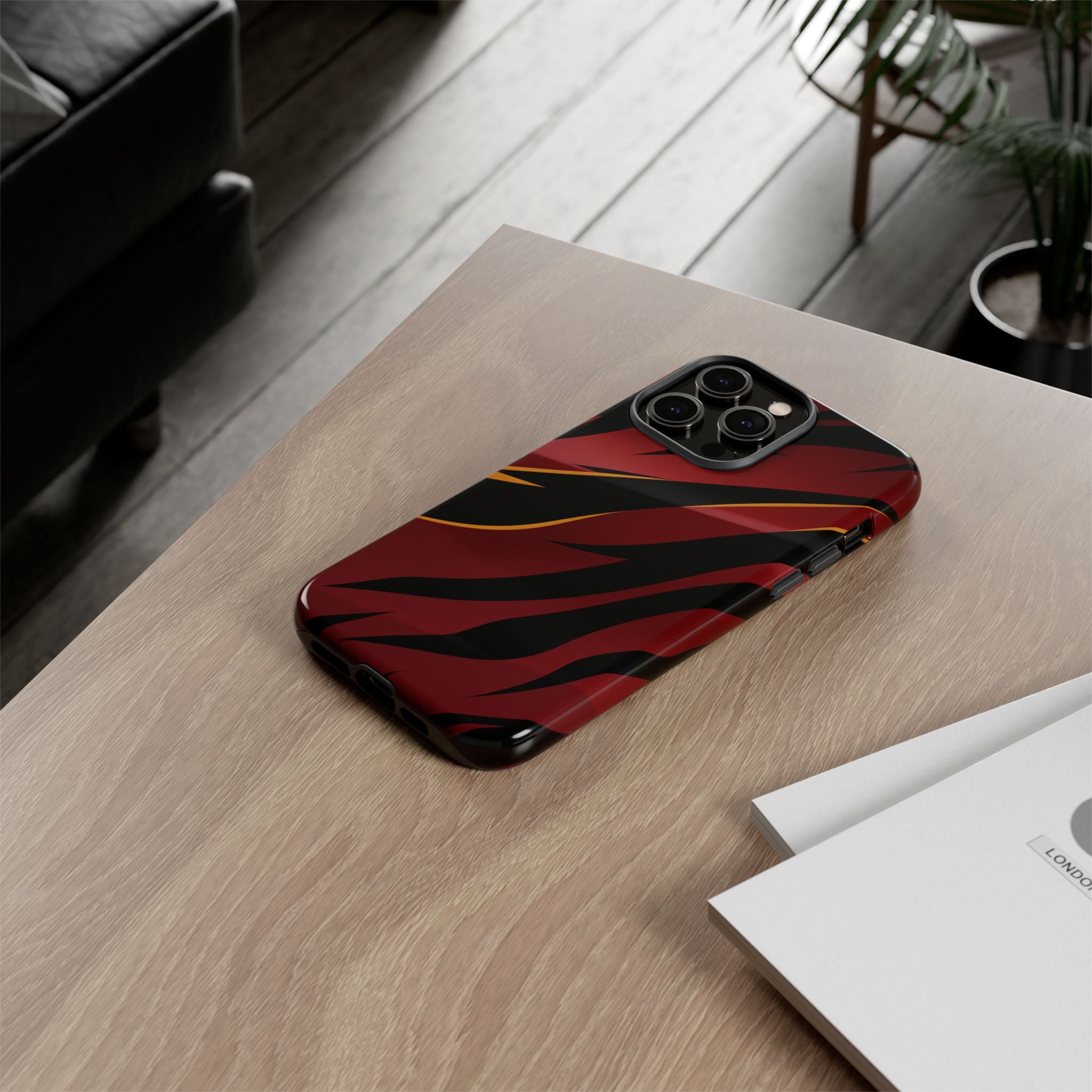Red Black Tiger Stripe Protective Tough Case