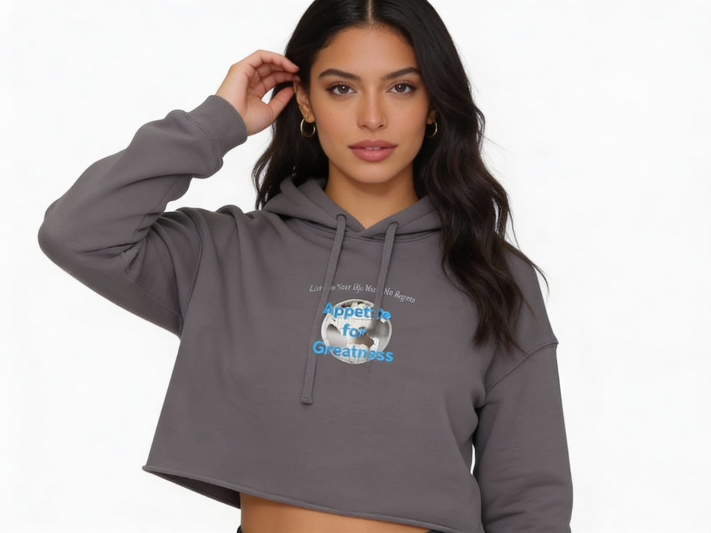 Crop Hoodie: Silver Logo edition